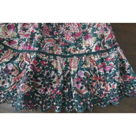 Jennifer & Grace Floral Eyelet Skirt Size M Tiered Embroidered Boho Cotton - Picture 2 of 6